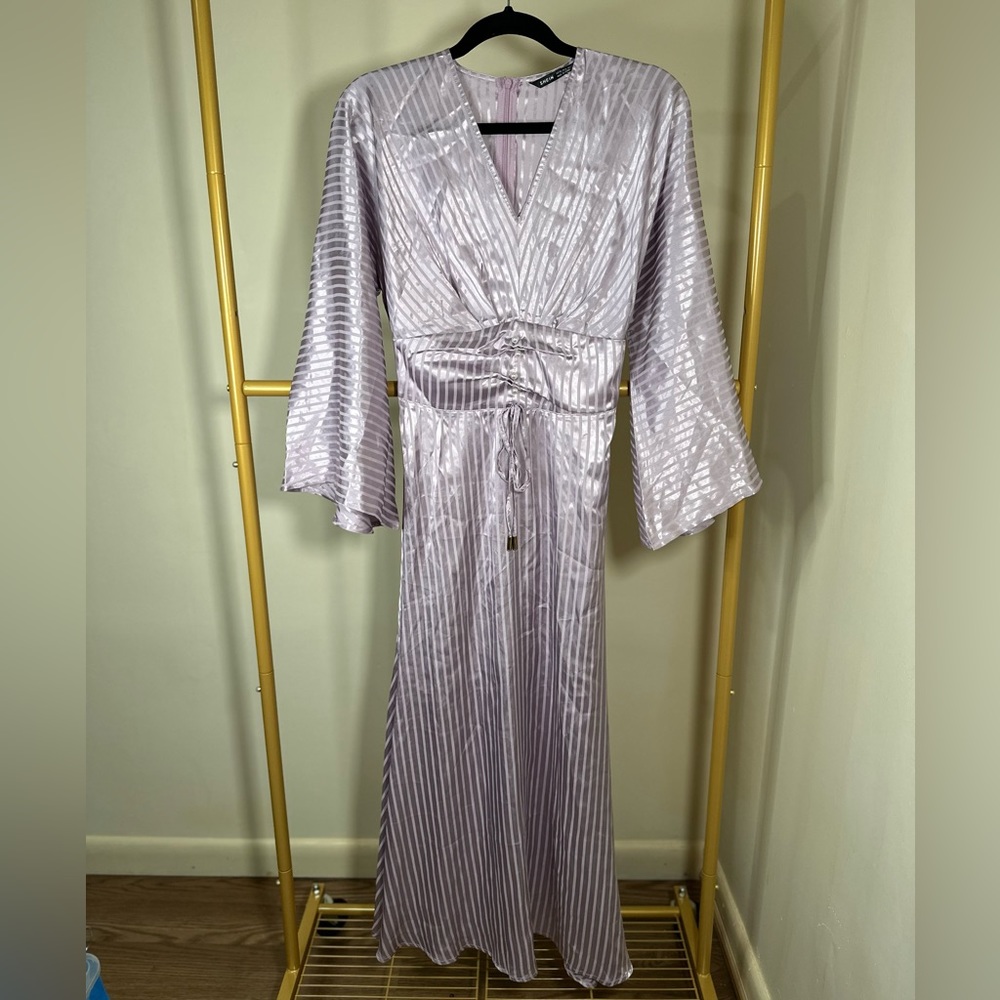Satin bell sleeve dress